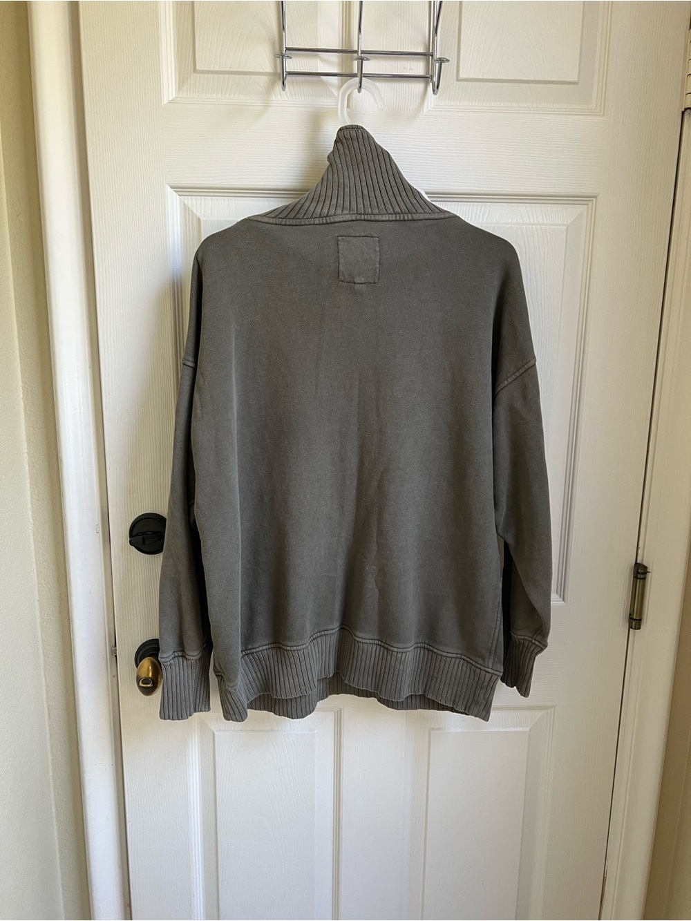 Aerie Half-Zip Sweatshirt in Olive Green - Picture 3 of 8